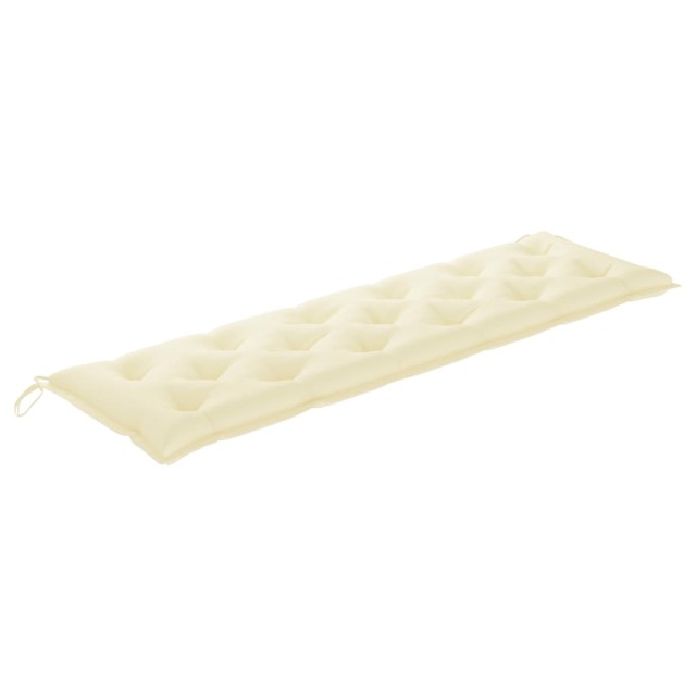 Banc de jardin avec coussin blanc crème 175 cm Teck massif