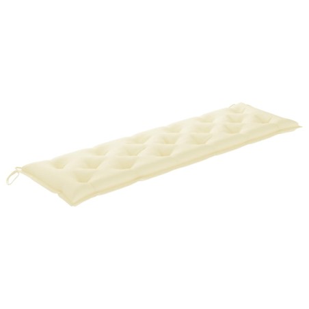 Banc de jardin avec coussin blanc crème 175 cm Teck massif