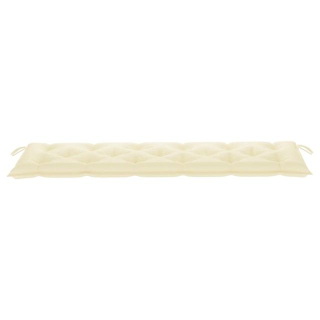 Banc de jardin avec coussin blanc crème 175 cm Teck massif
