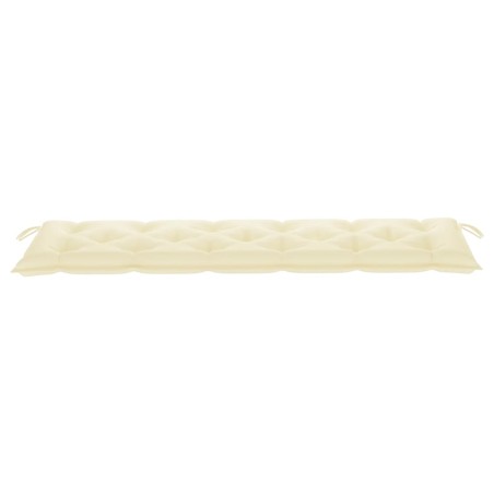 Banc de jardin avec coussin blanc crème 175 cm Teck massif