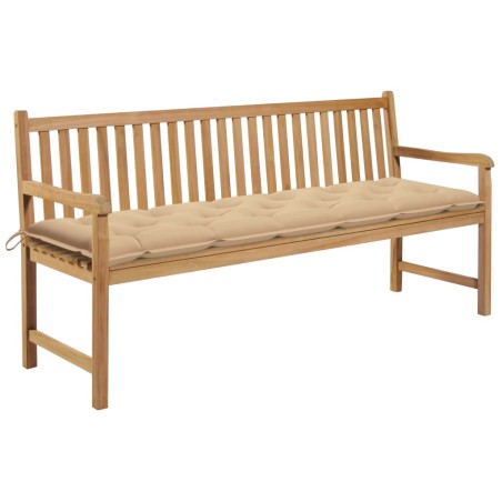 Banc de jardin avec coussin beige 175 cm Bois de teck massif
