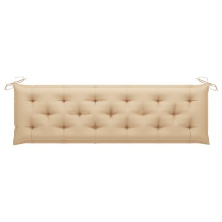 Banc de jardin avec coussin beige 175 cm Bois de teck massif
