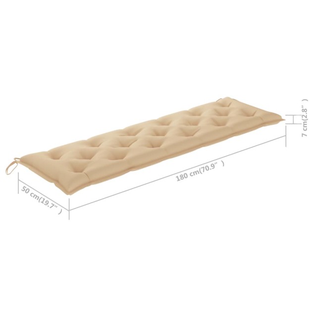 Banc de jardin avec coussin beige 175 cm Bois de teck massif
