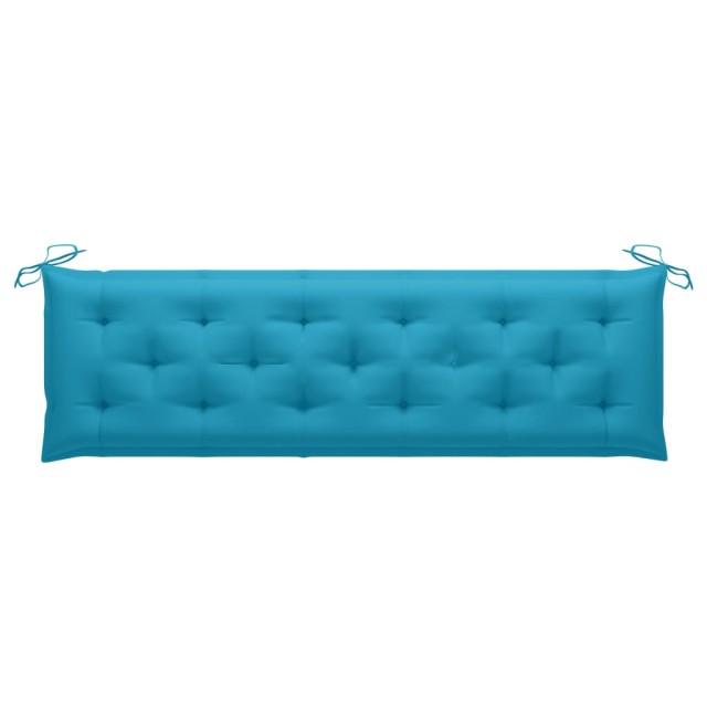 Banc de jardin avec coussin bleu clair 175 cm Teck massif