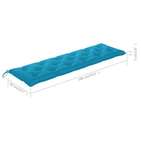 Banc de jardin avec coussin bleu clair 175 cm Teck massif
