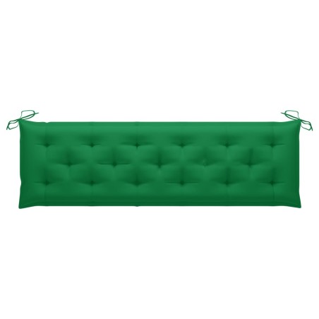 Banc de jardin avec coussin vert 175 cm Bois de teck massif