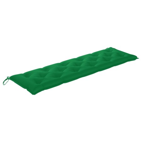 Banc de jardin avec coussin vert 175 cm Bois de teck massif