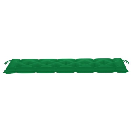 Banc de jardin avec coussin vert 175 cm Bois de teck massif