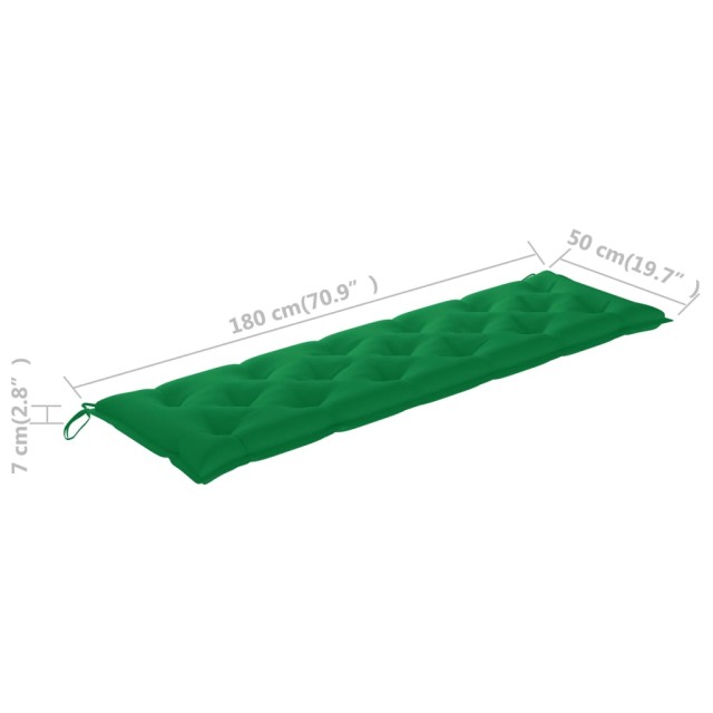 Banc de jardin avec coussin vert 175 cm Bois de teck massif