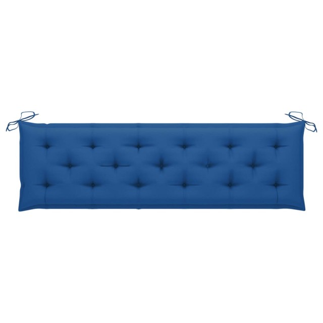 Banc de jardin avec coussin bleu 175 cm Bois de teck massif
