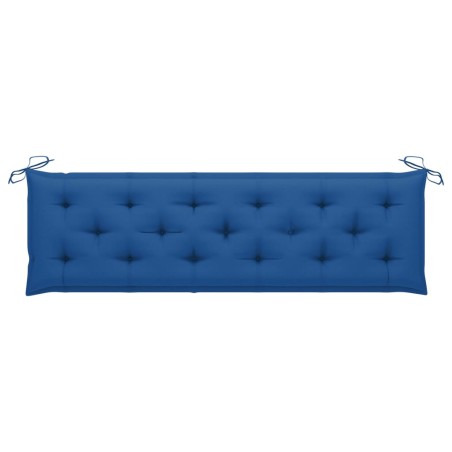 Banc de jardin avec coussin bleu 175 cm Bois de teck massif