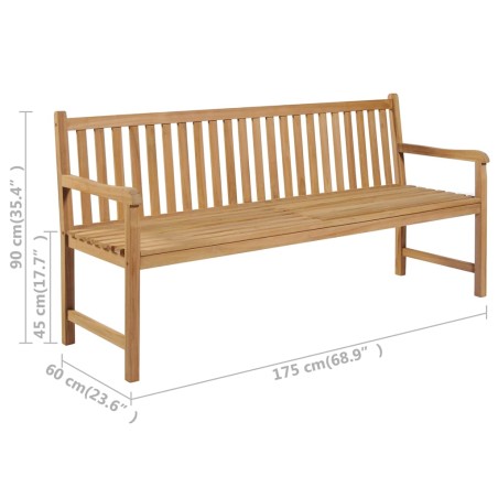 Banc de jardin avec coussin bleu 175 cm Bois de teck massif
