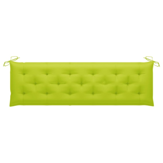 Banc de jardin avec coussin vert vif 175 cm Bois de teck massif