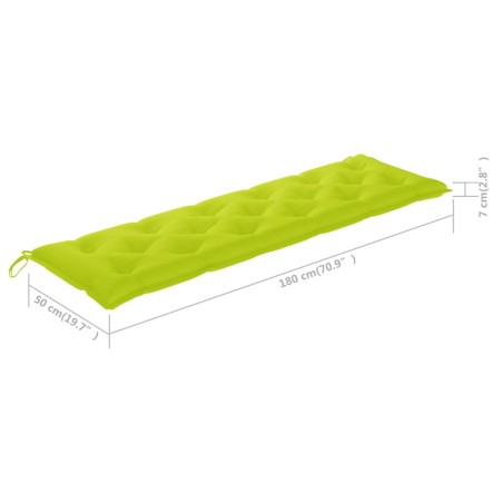 Banc de jardin avec coussin vert vif 175 cm Bois de teck massif