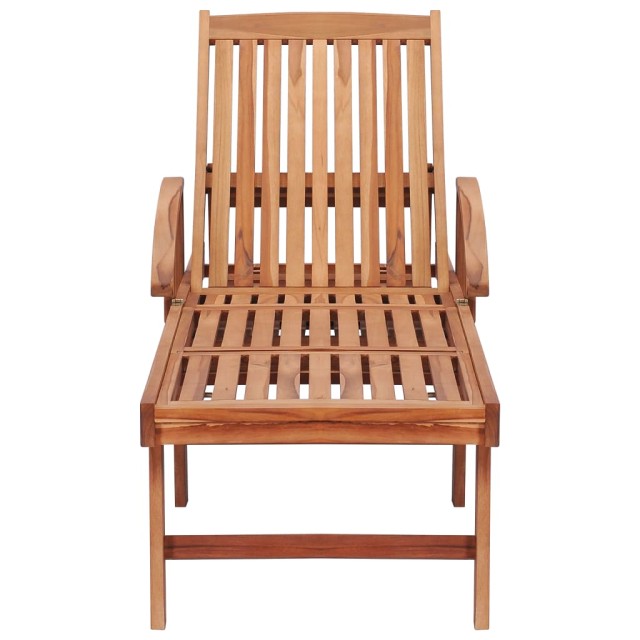 Chaise longue avec coussin bleu royal Bois de teck solide