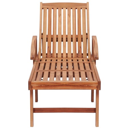 Chaise longue avec coussin bleu royal Bois de teck solide