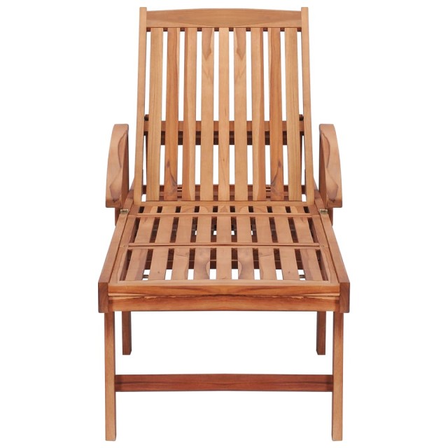 Chaise longue avec coussin vert vif Bois de teck solide