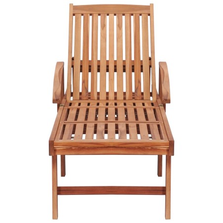 Chaise longue avec coussin vert vif Bois de teck solide