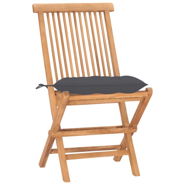 Ensemble à manger d'extérieur pliable avec coussin 3 pcs Teck