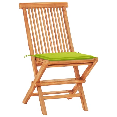 Ensemble de bistro 3 pcs avec coussins vert vif Bois de teck
