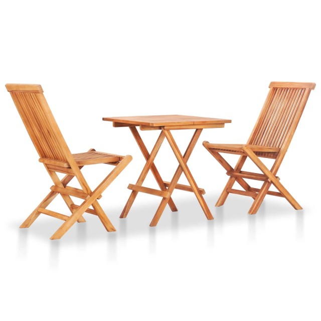 Ensemble de bistro 3 pcs avec coussins gris Bois de teck massif
