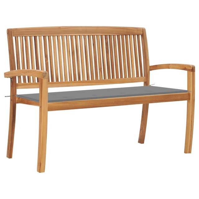Banc de jardin empilable et coussin 128,5cm Bois de teck massif