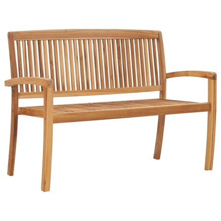 Banc de jardin empilable et coussin 128,5cm Bois de teck massif 2