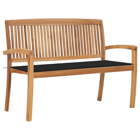 Banc de jardin empilable et coussin 128,5cm Bois de teck massif