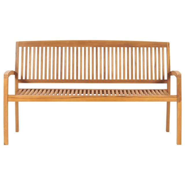 Banc de jardin empilable et coussin 159 cm Bois de teck massif