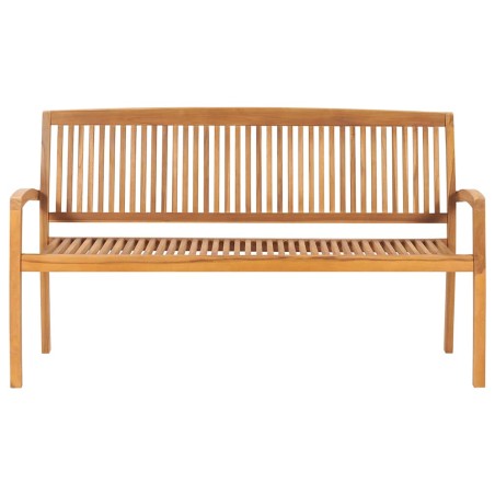 Banc de jardin empilable et coussin 159 cm Bois de teck massif