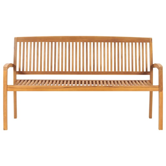 Banc de jardin empilable et coussin 159 cm Bois de teck massif