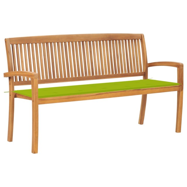 Banc de jardin empilable et coussin 159 cm Bois de teck massif