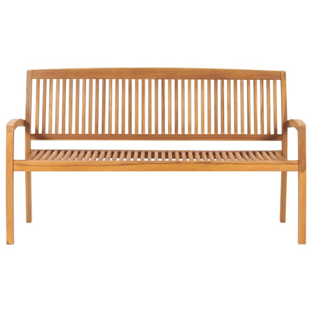 Banc de jardin empilable et coussin 159 cm Bois de teck massif