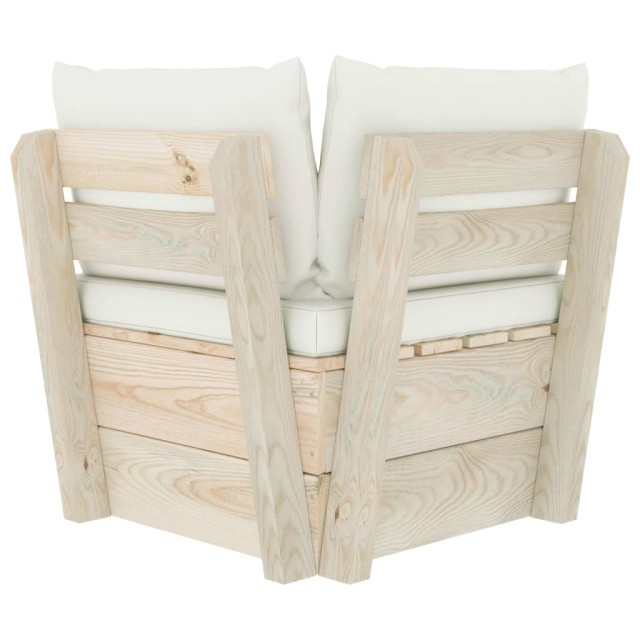 Canapé d'angle palette de jardin avec coussins Épicéa imprégné