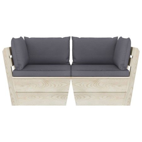 Canapé palette à 2 places de jardin avec coussins Bois d'épicéa