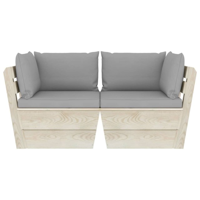 Canapé palette à 2 places de jardin avec coussins Bois d'épicéa