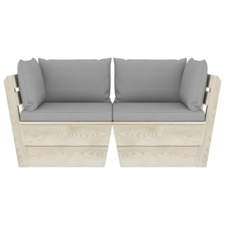 Canapé palette à 2 places de jardin avec coussins Bois d'épicéa