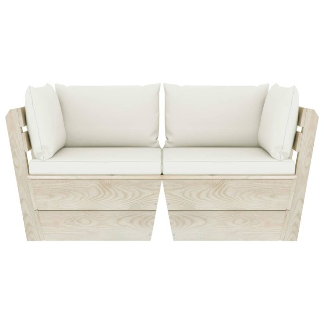 Canapé palette à 2 places de jardin avec coussins Bois d'épicéa