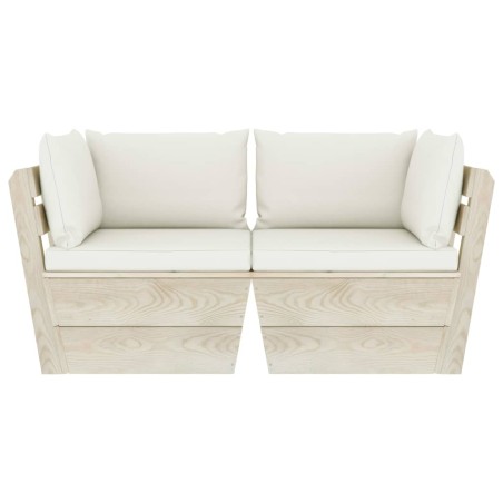 Canapé palette à 2 places de jardin avec coussins Bois d'épicéa