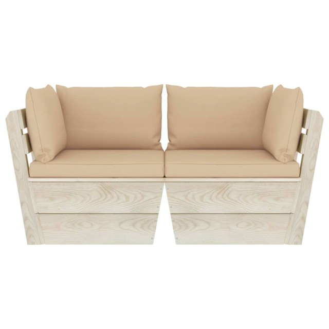 Canapé palette à 2 places de jardin avec coussins Bois d'épicéa