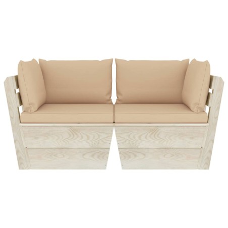 Canapé palette à 2 places de jardin avec coussins Bois d'épicéa