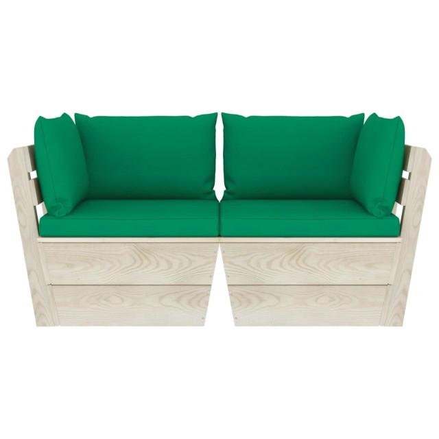 Canapé palette à 2 places de jardin avec coussins Bois d'épicéa