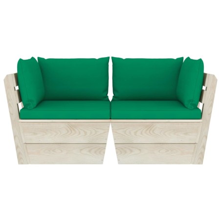 Canapé palette à 2 places de jardin avec coussins Bois d'épicéa