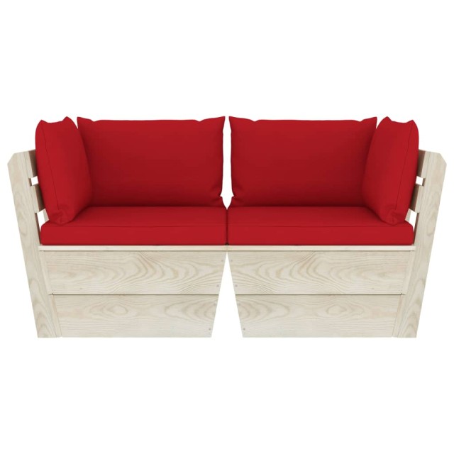 Canapé palette à 2 places de jardin avec coussins Bois d'épicéa