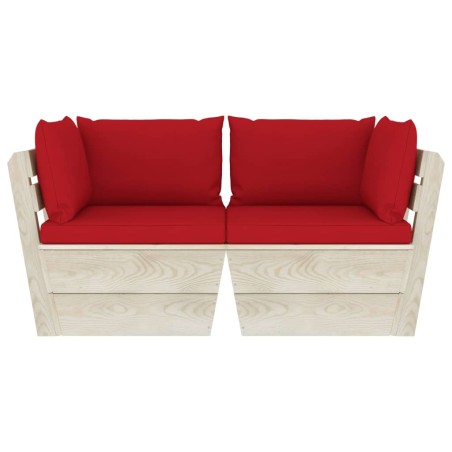 Canapé palette à 2 places de jardin avec coussins Bois d'épicéa