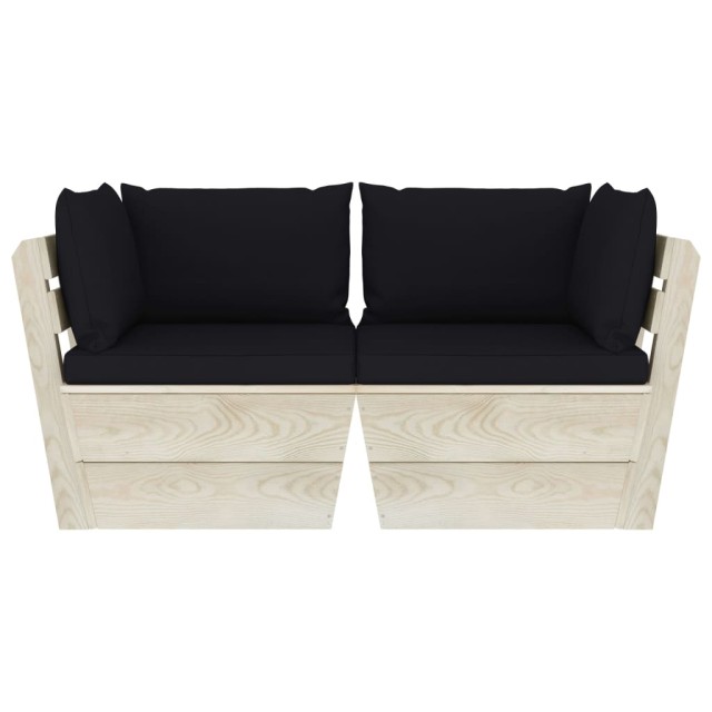 Canapé palette à 2 places de jardin avec coussins Bois d'épicéa
