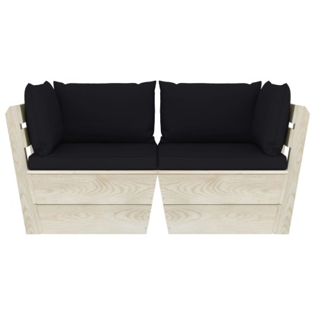 Canapé palette à 2 places de jardin avec coussins Bois d'épicéa