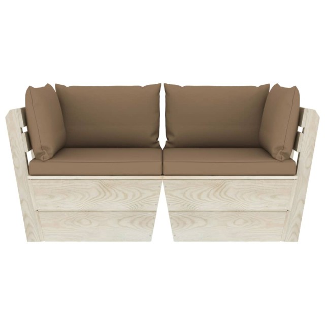 Canapé palette à 2 places de jardin avec coussins Bois d'épicéa