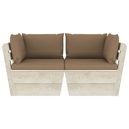 Canapé palette à 2 places de jardin avec coussins Bois d'épicéa