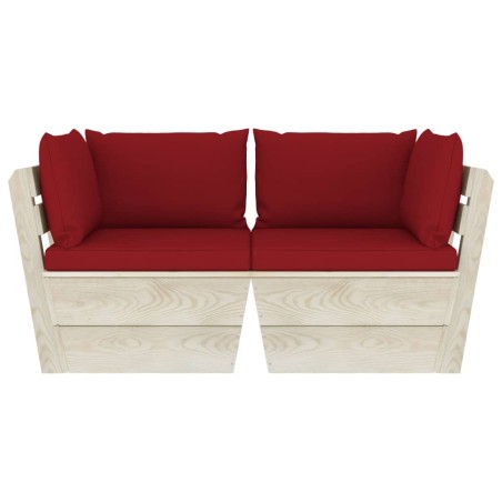 Canapé palette à 2 places de jardin avec coussins Bois d'épicéa